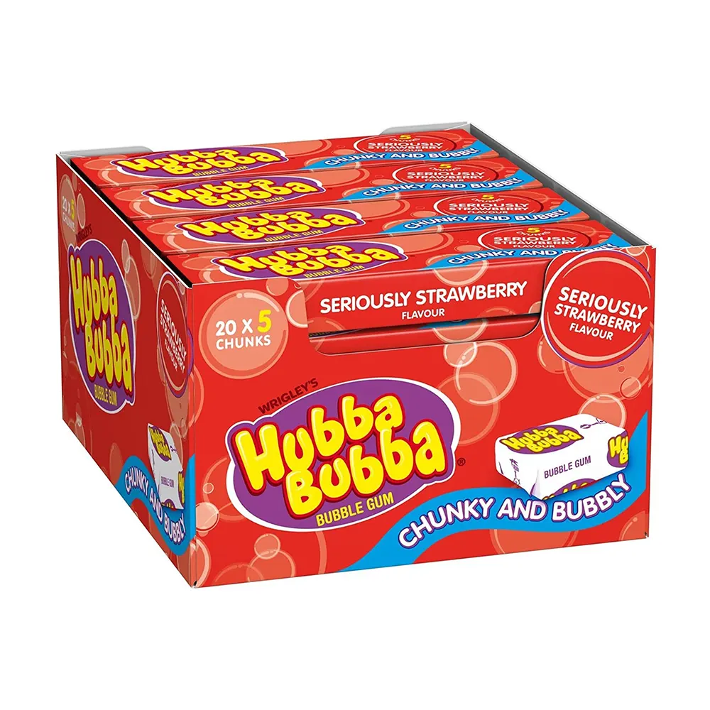 WRIGLEY'S HUBBA BUBBA SERIOUSLY STRAWBERRY CHUNKY & BUBBLY 20X35G